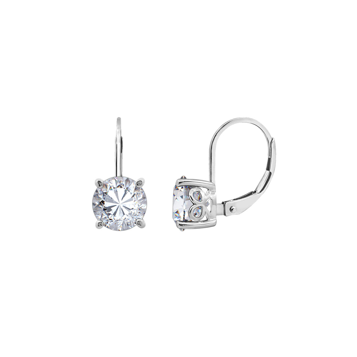 Round Solitaire Dangle Leverback Earrings