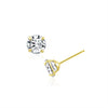 14K Solid Yellow Gold Round Solitaire Stud Earrings
