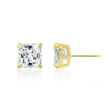 14K Solid Yellow Gold Princess Solitaire Stud Earrings