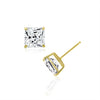 14K Solid Yellow Gold Princess Solitaire Stud Earrings