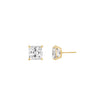 14K Solid Yellow Gold Princess Solitaire Stud Earrings