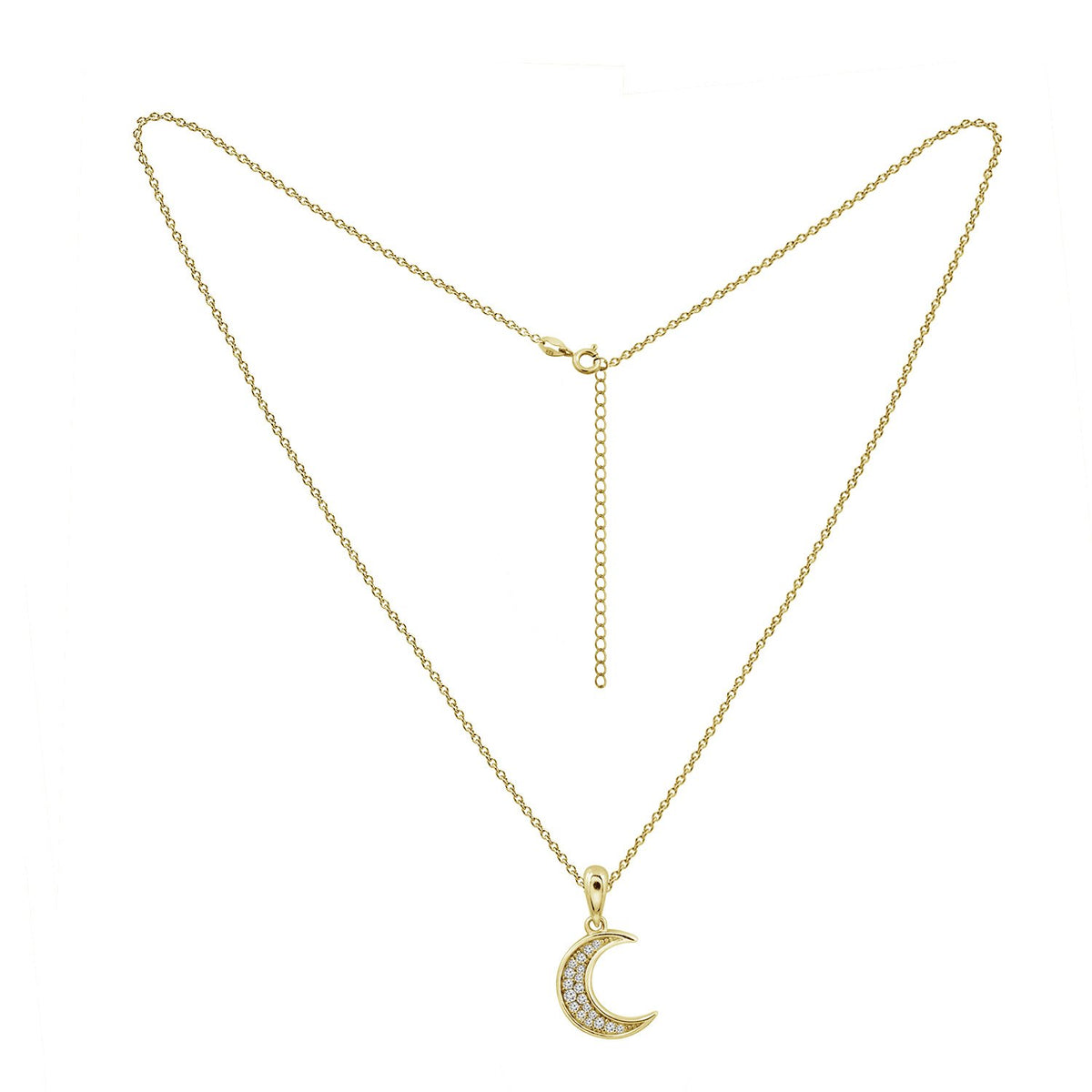 Pave Crescent Pendant Necklace