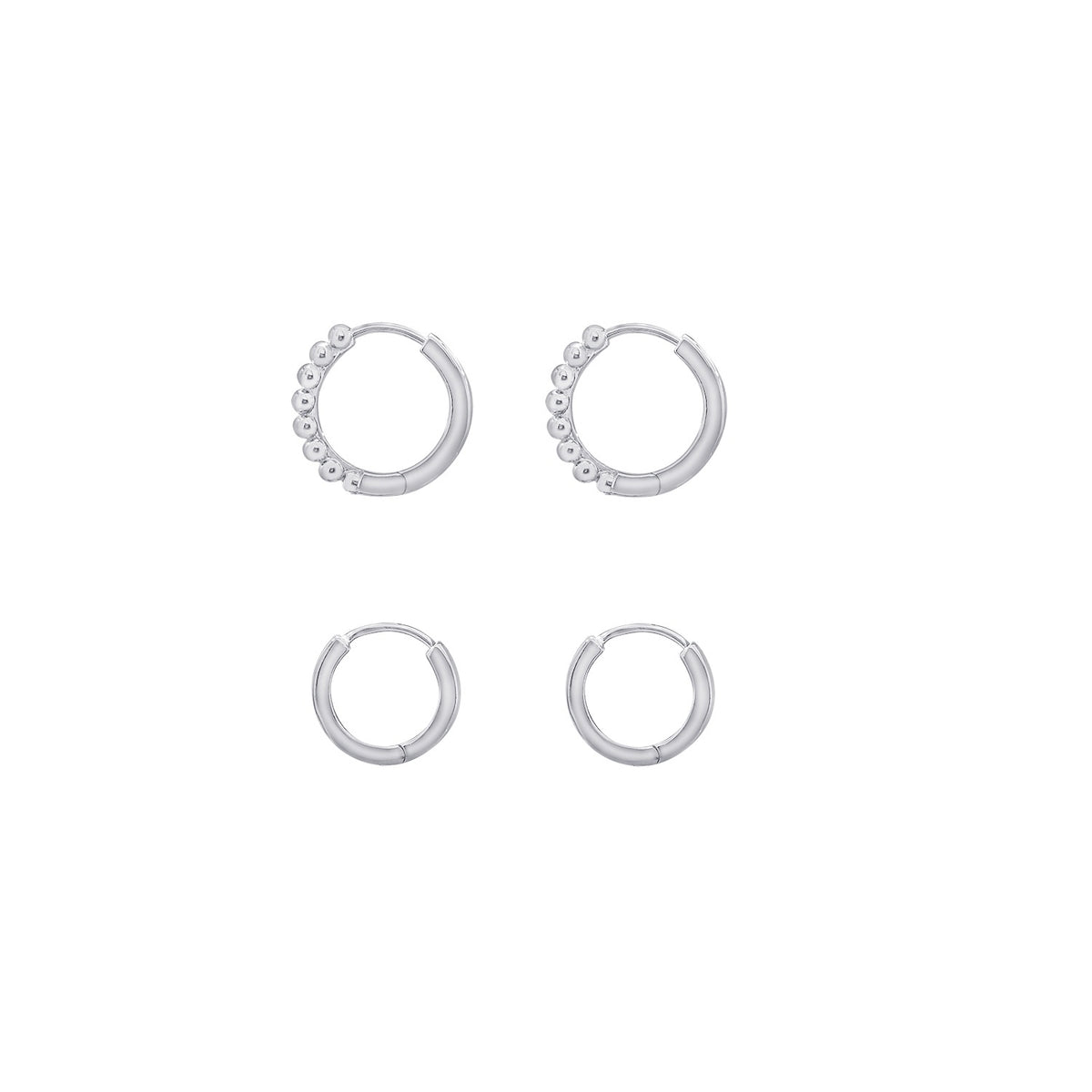 Classic Hoop and Ball Huggie Hoop Earring Set GEMOUR