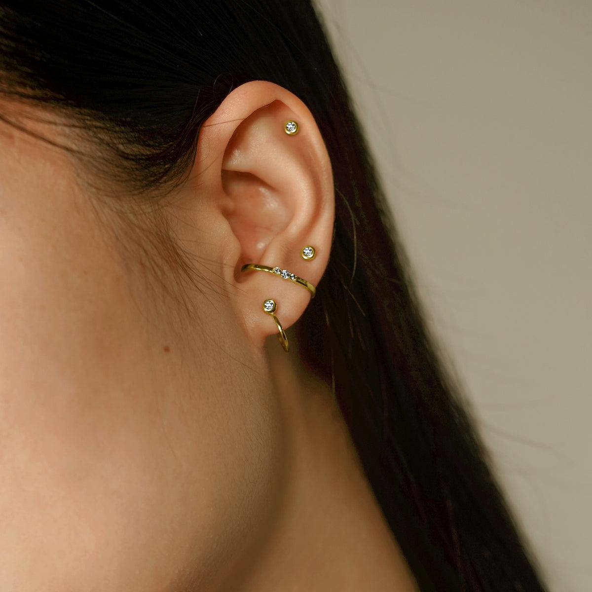 Hoop Stud Earrings with Accent