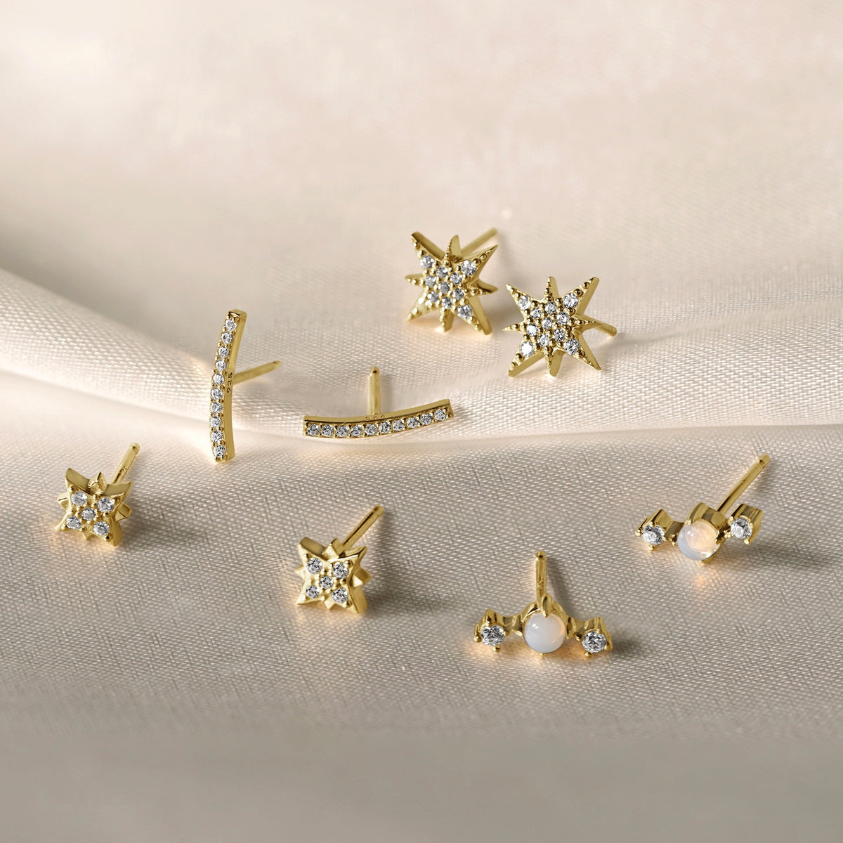 Mini Pave North Star Stud Earrings