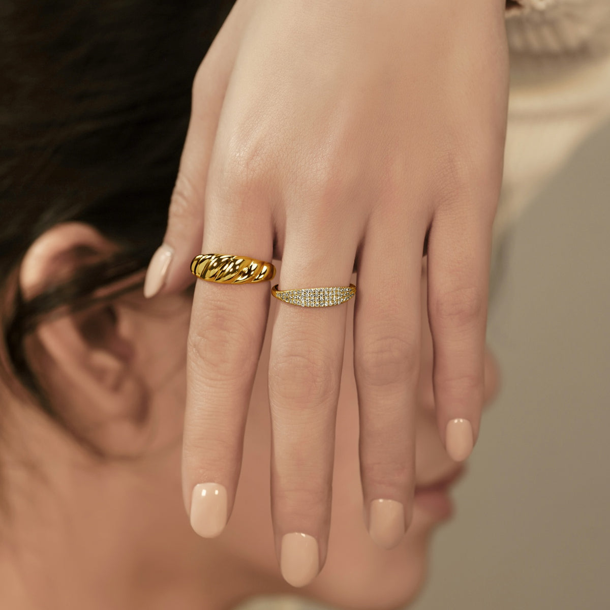 Chunky Gold Croissant Dome Ring