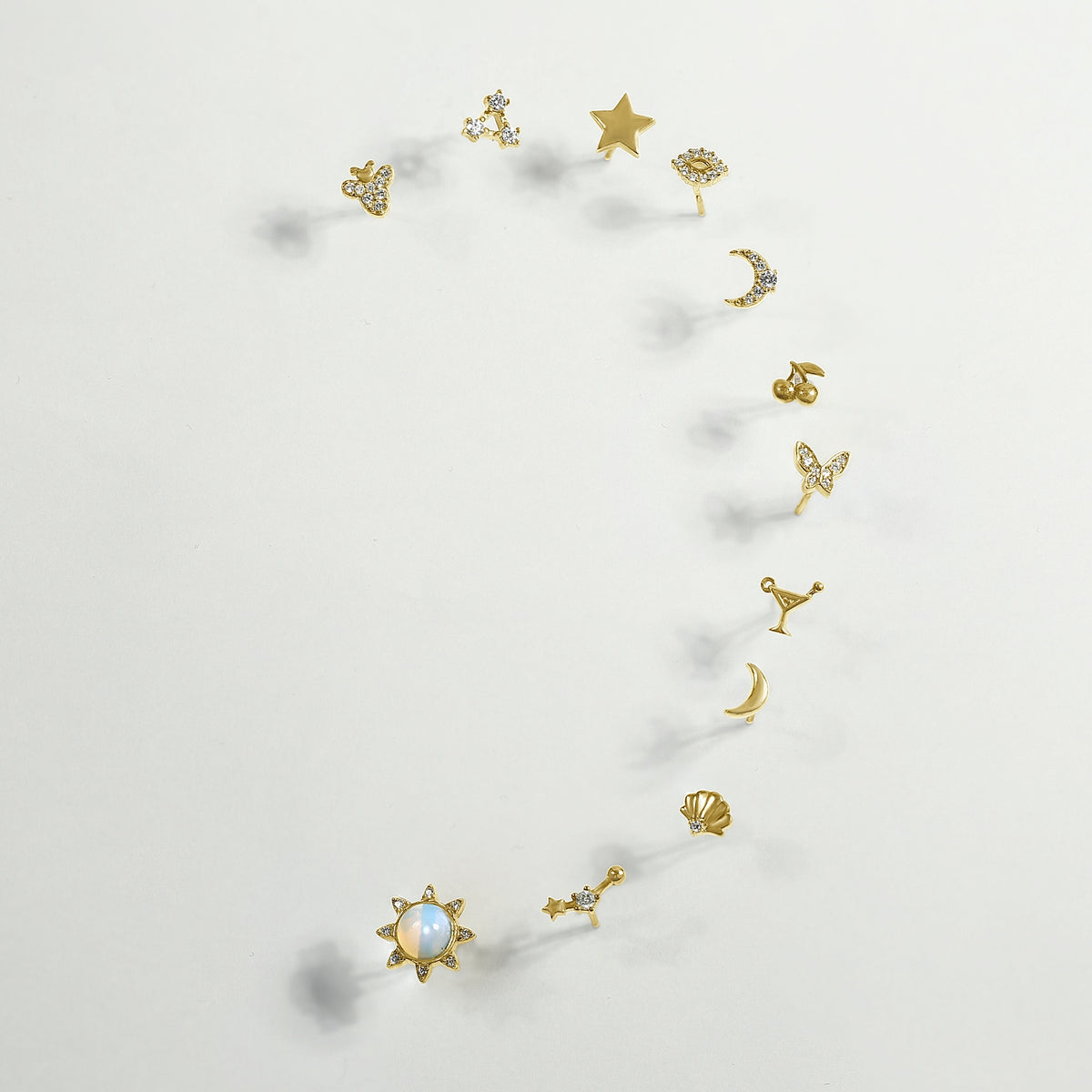 Minimal Butterfly, Star and Open Circle Earrings Set
