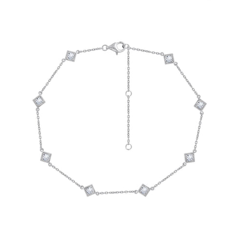 GEMOUR-Rhodium-Clad-Sterling-Silver-1-cttw-Cubic-Zirconia-Diamond-Shape-Geometric-Station-Anklet-Bracelet,-7"-+-2"-Extender