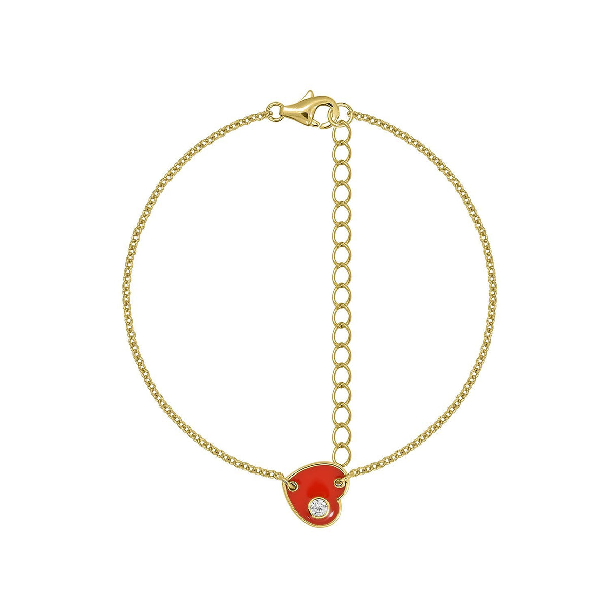 Red Enamel Heart Bracelet with Accent