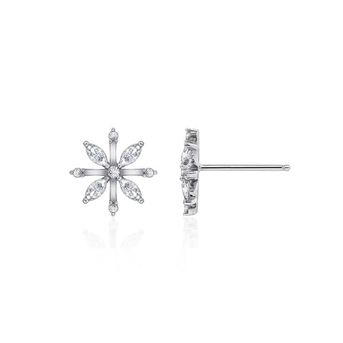 Marquise And Round Snowflake Stud Earrings