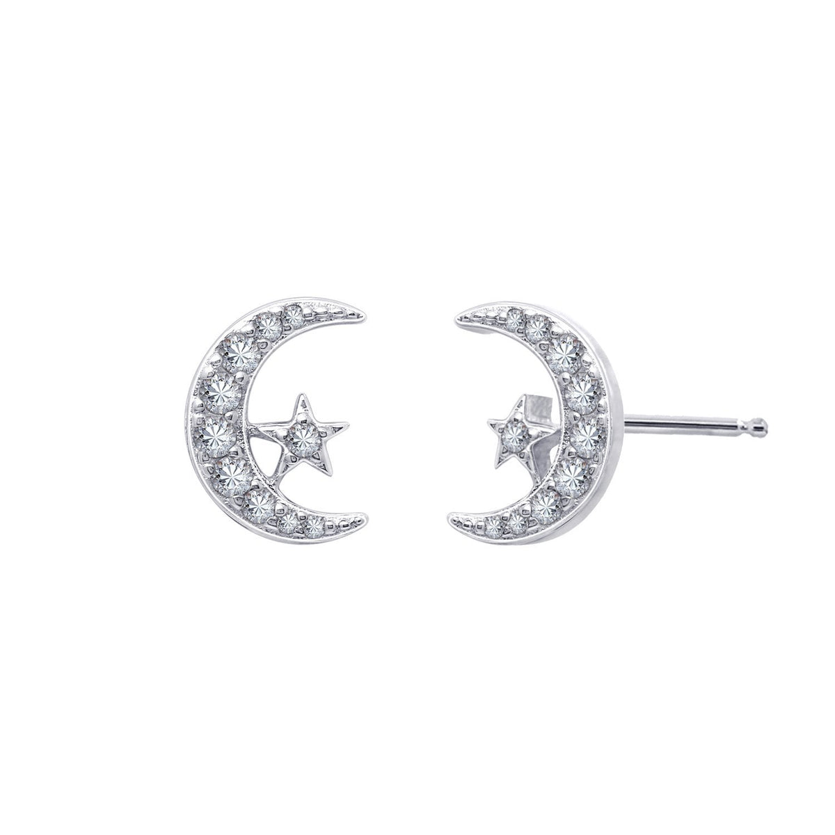 Moon And Star Stud Earrings