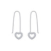 GEMOUR 14K Gold or Rhodium Clad Sterling Silver 0.5 cttw Cubic Zirconia Pave Heart Dangle Oval Hoop Earrings - GEMOUR