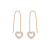 Pave Heart Dangle Oval Hoop Earrings