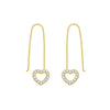 Pave Heart Dangle Oval Hoop Earrings