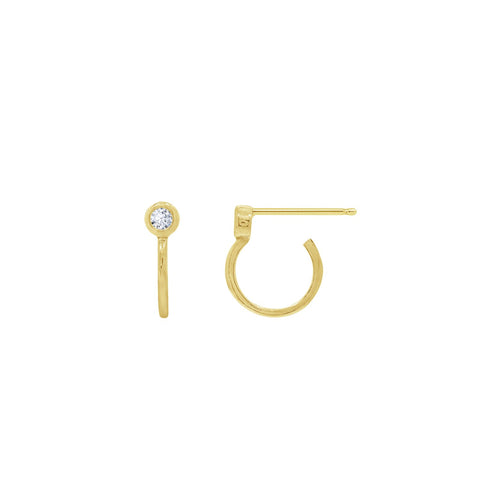 GEMOUR 14K Yellow Gold Clad Sterling Silver Hoop Stud Earrings with Cubic Zirconia Accent