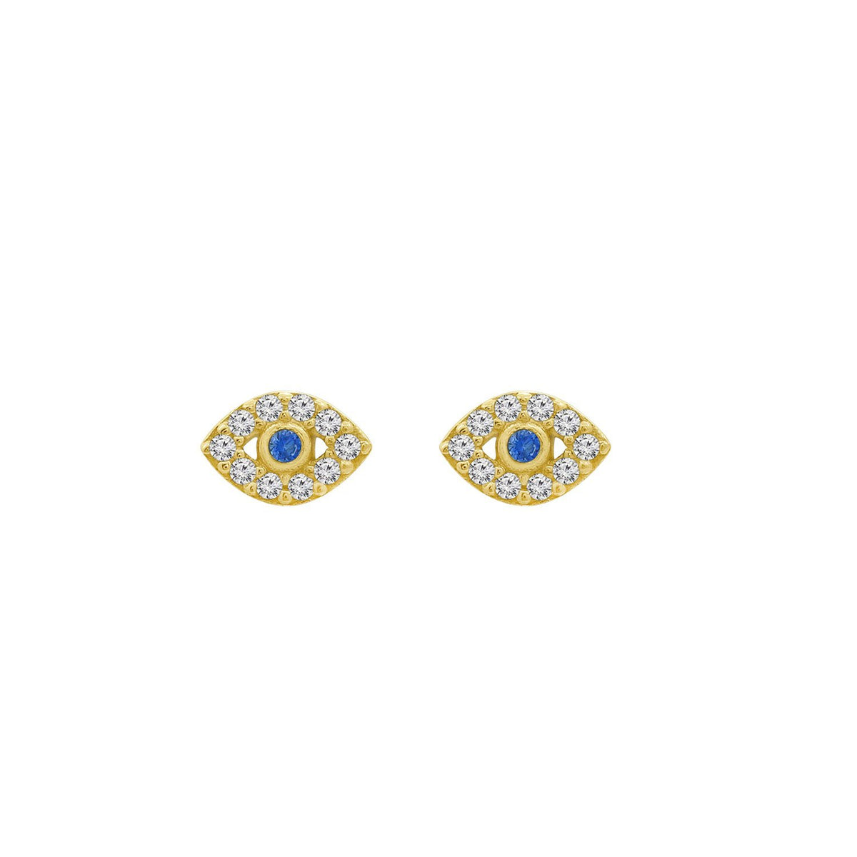 Created Sapphire and Evil Eye Stud Earrings
