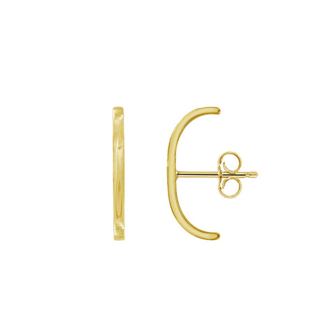 GEMOUR 14K Yellow Gold Clad Sterling Silver Curved Bar Stud Earrings