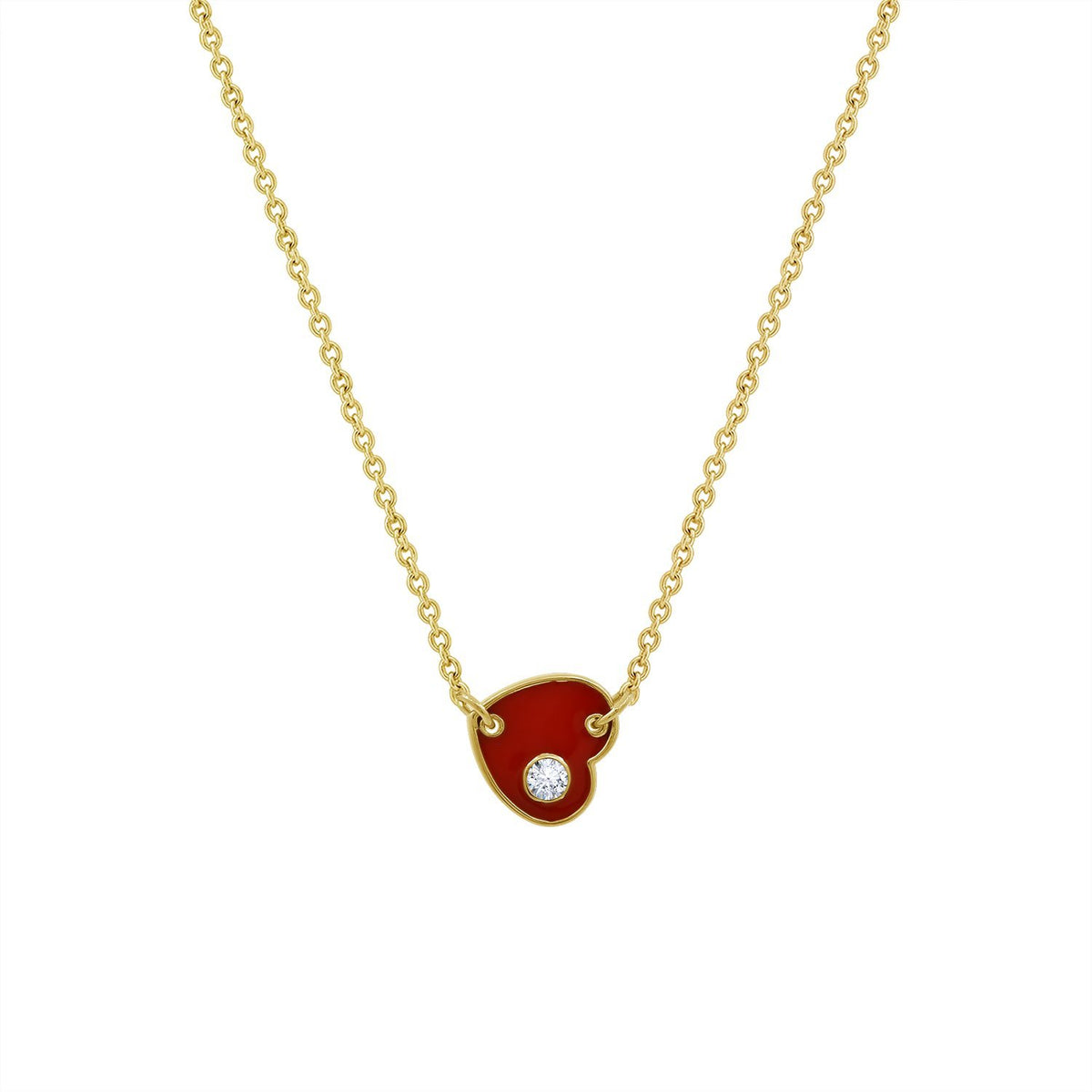 Red Enamel Heart Pendant Necklace