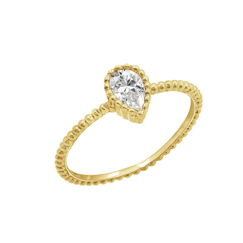 Pear Shape Solitaire Stacking Ring