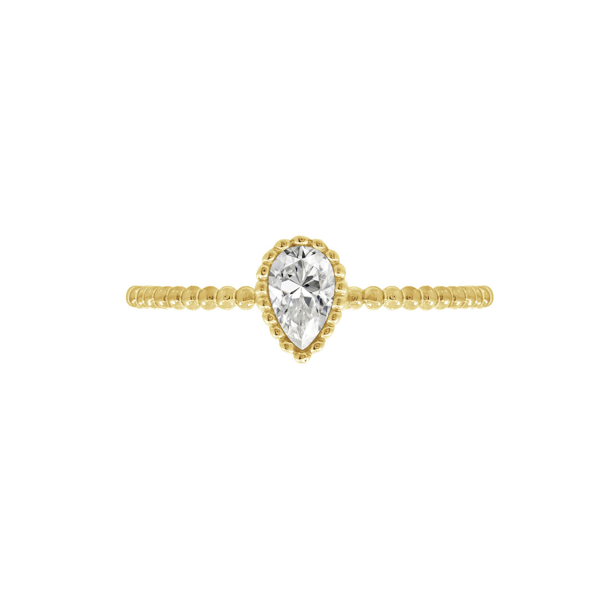 Pear Shape Solitaire Stacking Ring
