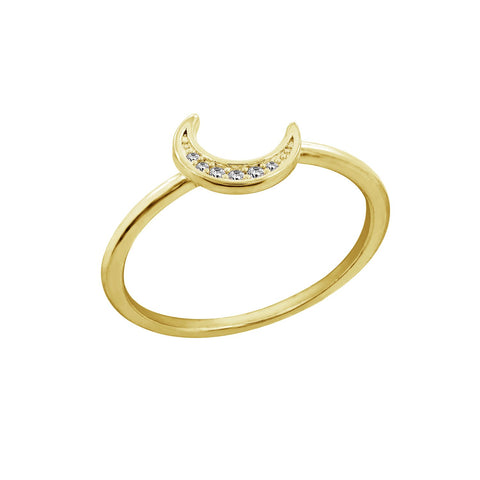 Pave Crescent Moon Ring