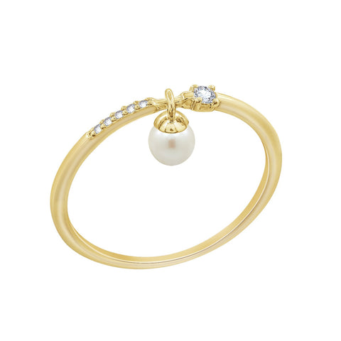 Mini Pearl Charm Ring